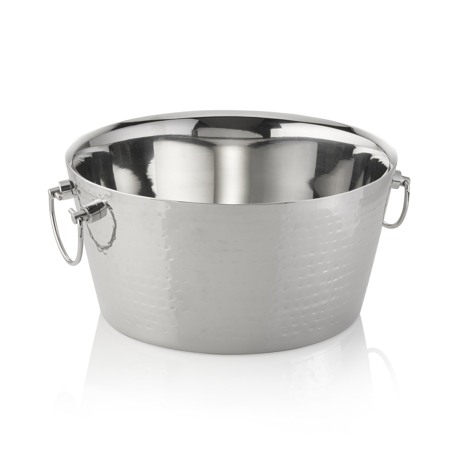 Champagnerkühler, Ø 34 cm, Höhe 17 cm, 9 ltr., doppelwandig, gehämmerte Oberfläche, Chromnickelstahl Champagnerkühler, Ø 34 cm, Höhe 17 cm, 9 ltr., doppelwandig, gehämmerte Oberfläche, Chromnickelstahl