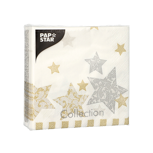 33600 Servietten, 3-lagig 1/4-Falz 25 cm x 25 cm "Stardust"