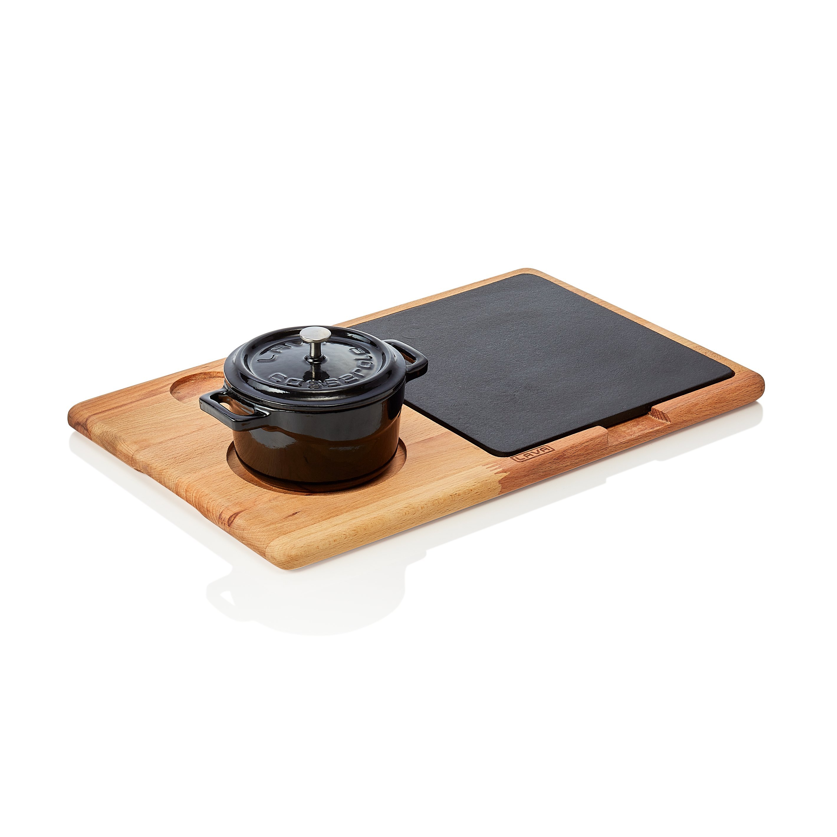 Servierplatte Lava, mit Cocotte Ø 10 cm, (H) 6 cm
