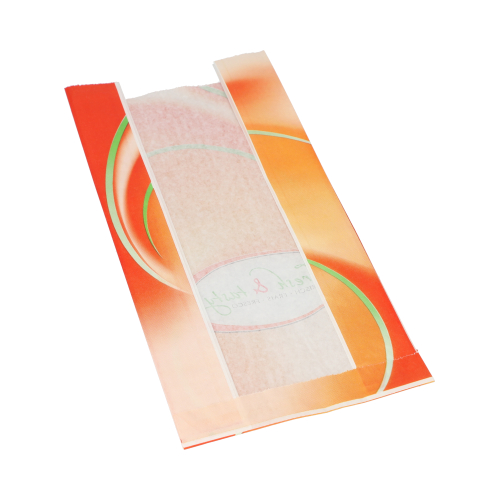 42000 Sichtstreifenbeutel 33 cm x 16 cm x 8,7 cm weiss "Fresh & Tasty"