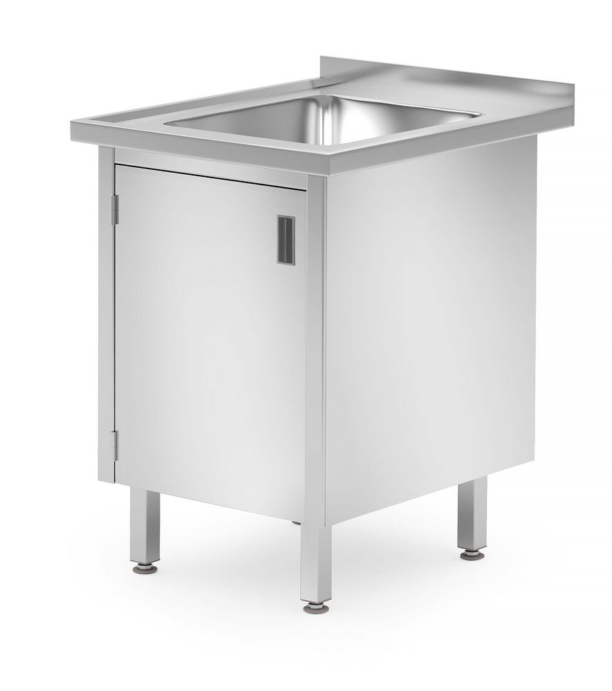 Waschtisch, Schrank – verschweißt, mit Scharniertüren, HENDI, Profi Line, 600x700x(H)850mm