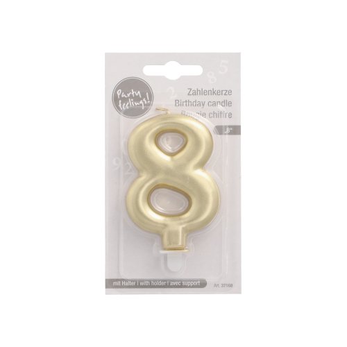 4320 Zahlenkerze mit Halter 7 cm gold "8"