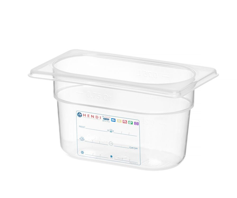 Gastronorm-Behälter 1/9, HENDI, GN 1/9, 0,9L, Transparent, 176x108x(H)100mm