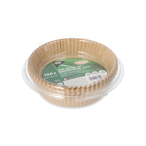 100 Backpapiere Ø 16 cm · 4,5 cm braun für Heißluftfritteusen 24000 Backpapiere Ø 16 cm · 4,5 cm braun für Heißluftfritteusen