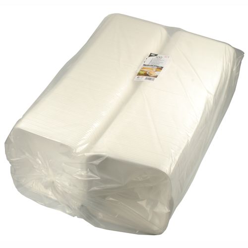 1600 Hamburger-Boxen mit Klappdeckel, XPS 11 cm x 20 cm x 20 cm weiss laminiert XXL