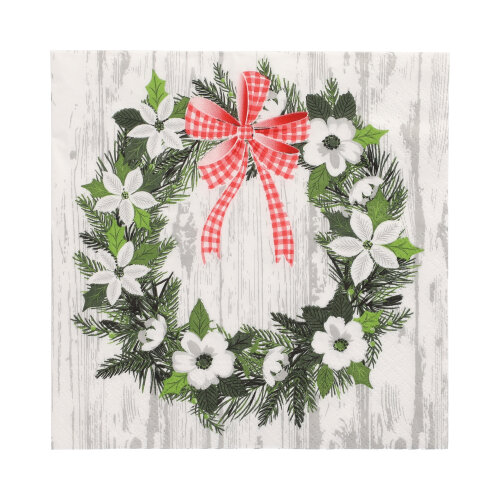 21600 Servietten, 3-lagig 1/4-Falz 33 cm x 33 cm "Christmas Wreath"
