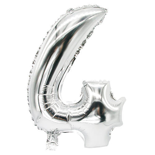 10368 Folienluftballon 35 cm x 20 cm silber "4"