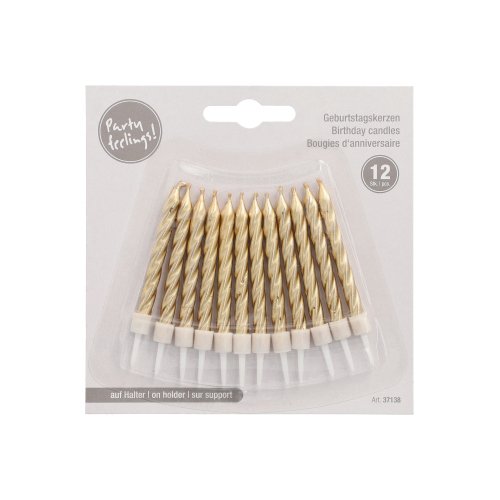 43200 Geburtstagskerzen auf Halter 6 cm gold