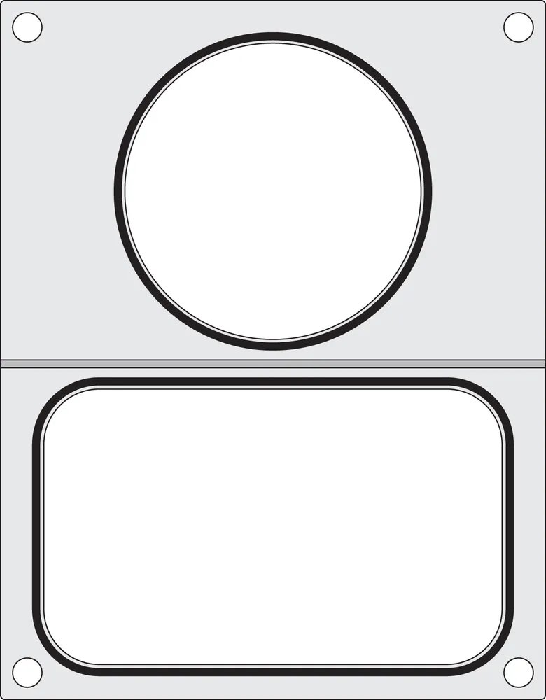 Matrize für Versiegelungsmaschine, zwei Behälter (1x 178x113 mm, 1x ø115 mm)