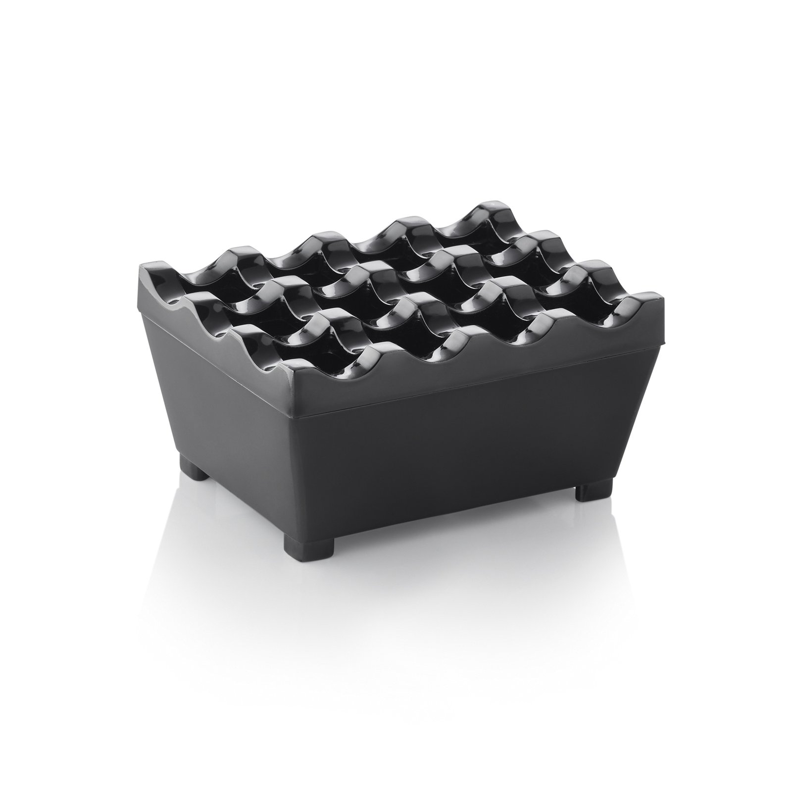 Windaschenbecher, 9,5 x 7,5 x 4,5 cm, schwarz verchromt, Zinkguss