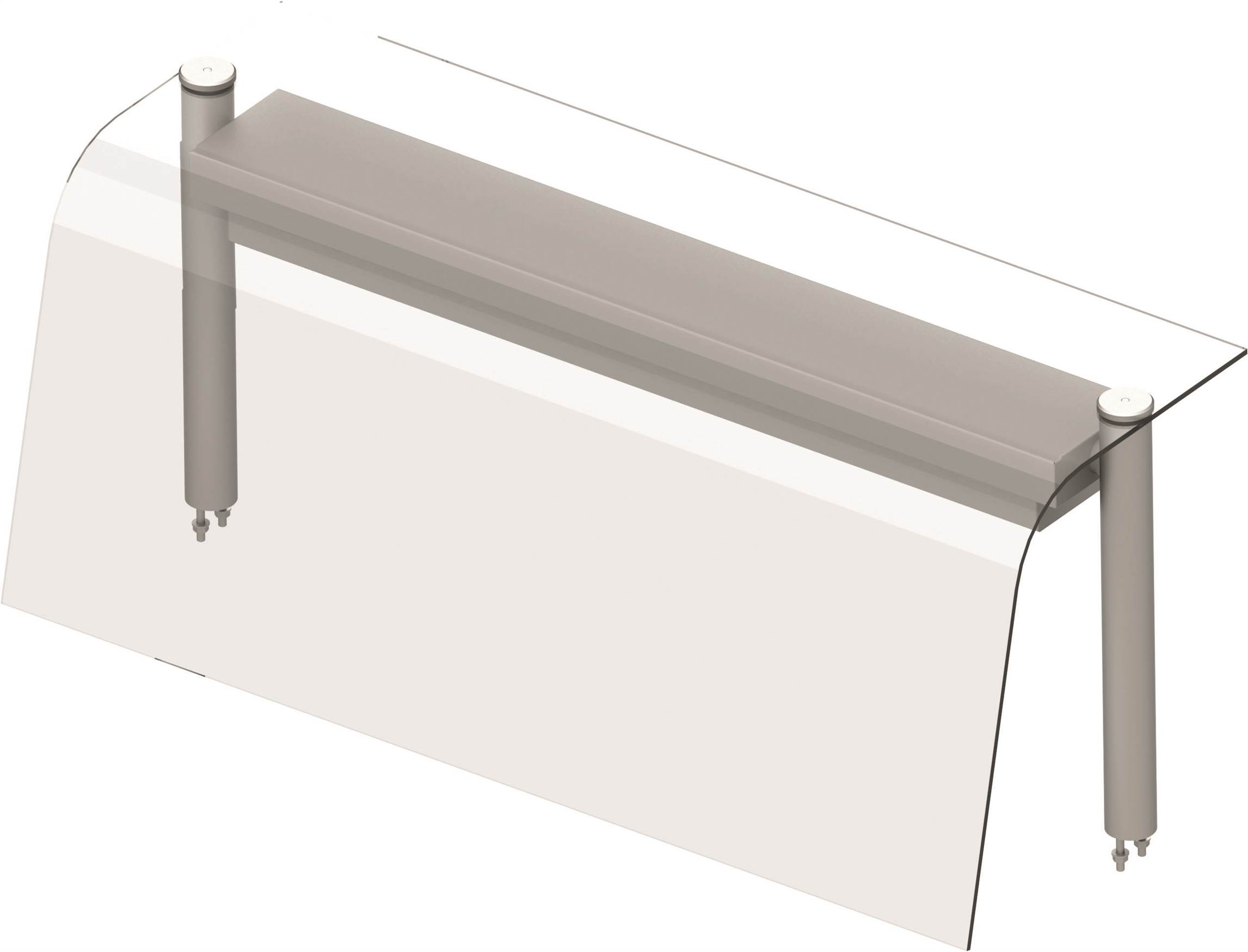 Glas-Aufsatzbord mit Hustenschutz und Wärmelampe 790x455x450 mm für Speisenausgabesysteme Glas-Aufsatzbord mit Hustenschutz und Wärmelampe 1122x455x450 mm für Speisenausgabesysteme