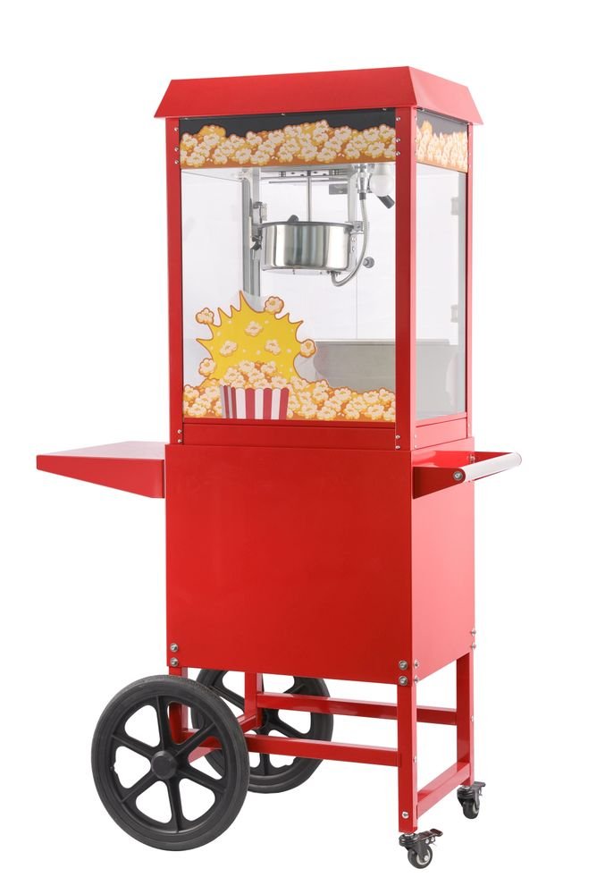 Popcorn-Maschine mit Fahrgestell, Rot, 220-240V/1155W, 940x510x(H)1553mm Popcorn-Maschine mit Fahrgestell, Rot, 220-240V/1155W, 940x510x(H)1553mm