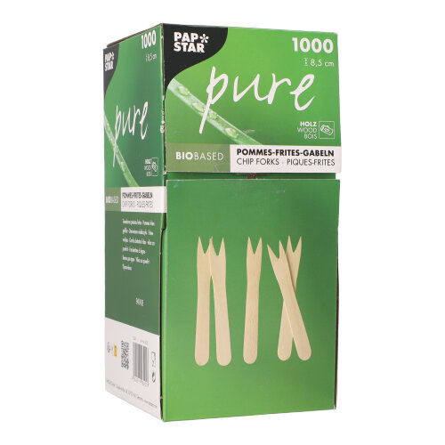 390000 Pommes-Frites-Gabeln, Holz "pure" 8,5 cm