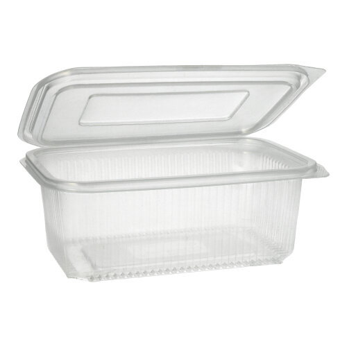 3600 Verpackungsbecher mit Klappdeckeln, PP rechteckig 1000 ml 7,4 cm x 13,1 cm x 19,1 cm transparent