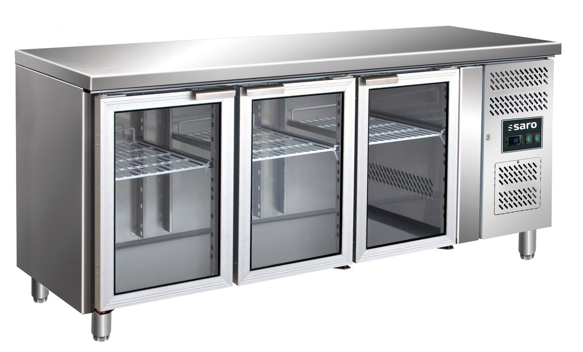 Kühltischmit3Glastüren,ModellGN3100TNG