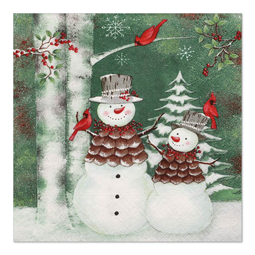 21600 Servietten, 3-lagig 1/4-Falz 33 cm x 33 cm "Forest Snowmen"