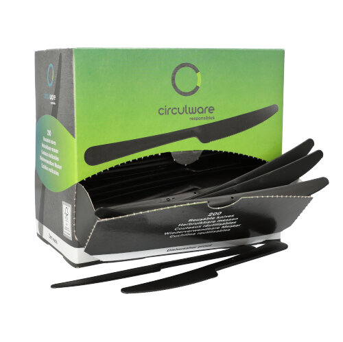 Circulware by Haval Mehrweg-Messer PP-MF 19,7 cm schwarz "Gaia" extra stabil, in Spenderbox Circulware by Haval Mehrweg-Messer PP-MF 19,7 cm schwarz "Gaia" extra stabil, in Spenderbox