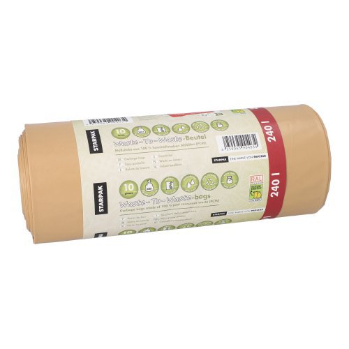 3200 Müllsäcke aus 100% PCW "Waste-To-Waste" 240 l 126,5 cm x 103 cm braun