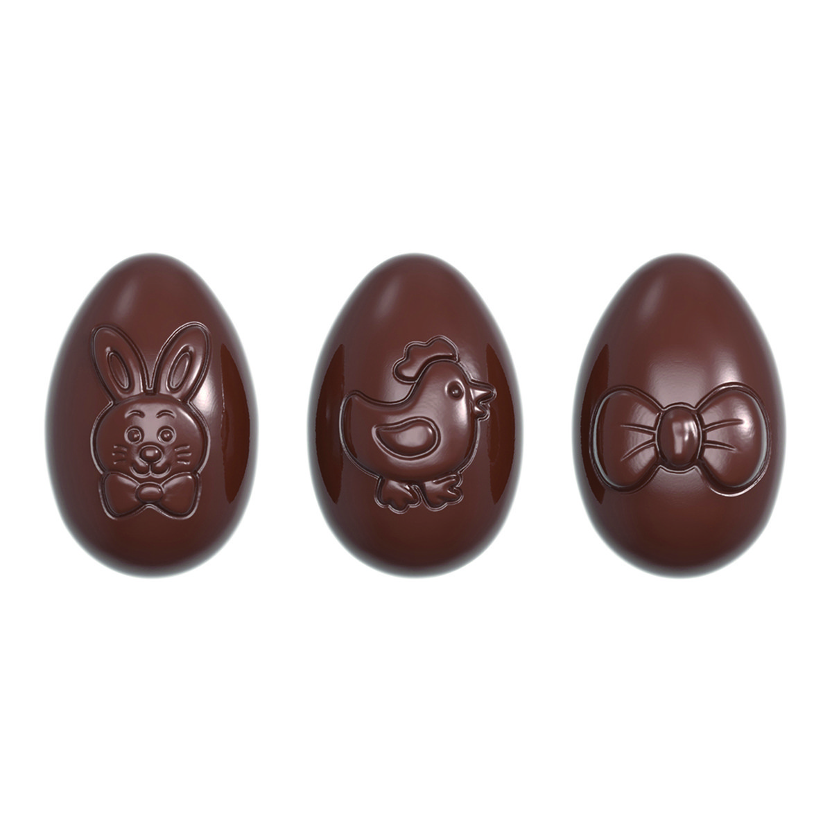 Schokoladen Form - Ostereier 3 Figuren, Doppelform Schokoladen Form - Ostereier 3 Figuren, Doppelform