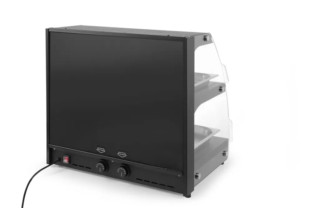 Warmhaltevitrine mit Quarzheizung, 2 Regalböden, 230V/560W, 650x485x(H)630mm Warmhaltevitrine mit Quarzheizung, 2 Regalböden, 230V/560W, 650x485x(H)630mm