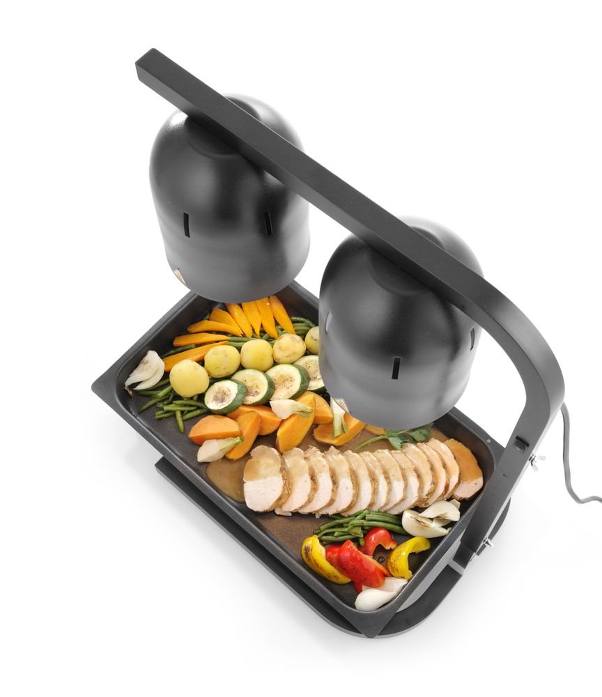 Wärmebrücke mit 2 Infrarotlampen, HENDI, Schwarz, 230V/500W, 453x360x(H)790mm