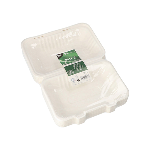 3000 Menüboxen, Zuckerrohr "pure" ungeteilt 7,9 cm x 15,5 cm x 23 cm weiss