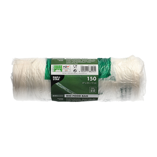 76800 Hemdchen-Tragetaschen, Bio-Folie 47 cm x 22 cm x 13 cm transparent Knotenbeutel auf Rolle