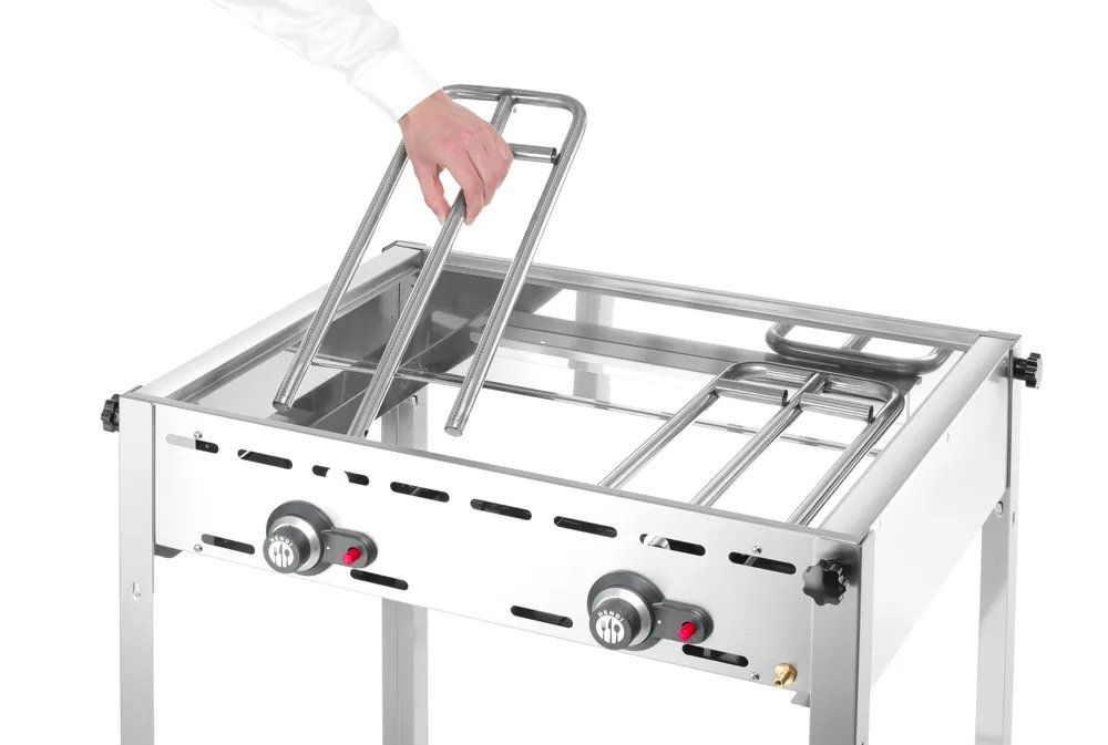 Grillsystem Green Fire mit 2 Brennern, Profi Line, Emaillierte Grillplatte und Grillrost aus Gusseisen GN 1/1, 11,6kW, 740x615x(H)825mm Grillsystem Green Fire mit 2 Brennern, Profi Line, Emaillierte Grillplatte und Grillrost aus Gusseisen GN 1/1, 11,6kW, 740x615x(H)825mm