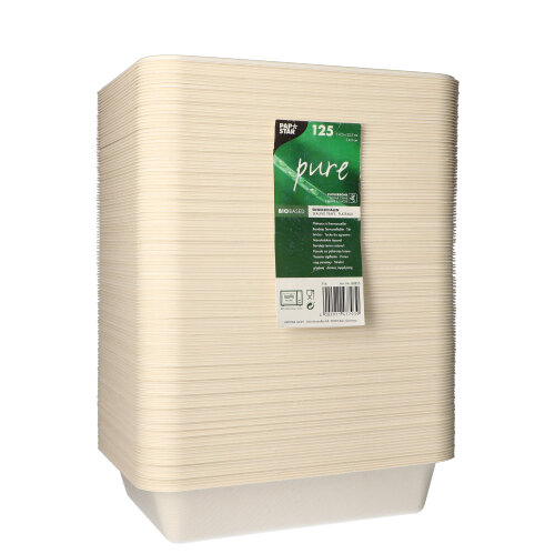 6000 Siegelschalen, Zuckerrohr 1300 ml 4,5 cm x 17,5 cm x 22,5 cm weiss