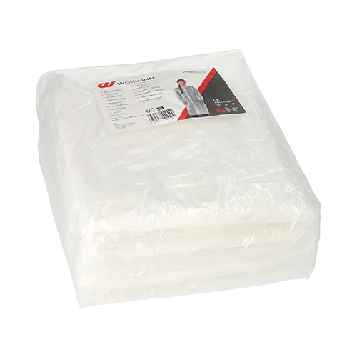WORK-INN/PS Besuchermäntel, PP 142 cm x 112 cm weiss mit Druckknöpfen WORK-INN/PS Besuchermäntel, PP 142 cm x 112 cm weiss mit Druckknöpfen
