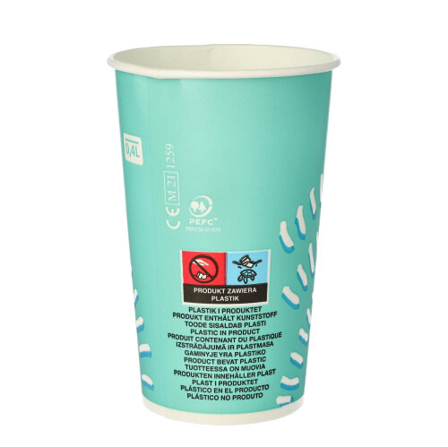 18000 Trinkbecher für Kaltgetränke, Pappe 0,4 l Ø 8,97 cm · 13,5 cm türkis