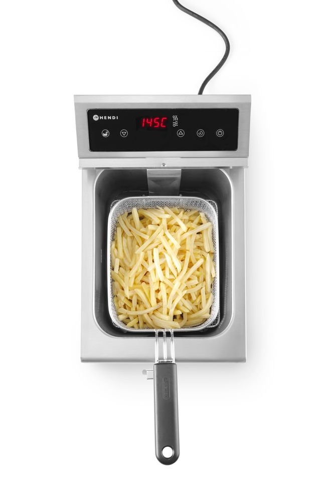 Induktionsfritteuse mit Ablasshahn - 8 l, HENDI, 8L, Hellgrau, 230V/3500W, 288x619x(H)408mm