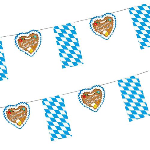 10 Flaggenkette, Papier 4 m "Gruß vom Oktoberfest"