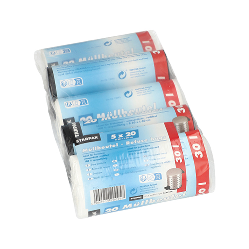 100 Müllbeutel, HDPE 30 l 60 cm x 50 cm farbig sortiert 46000 Müllbeutel, HDPE 30 l 60 cm x 50 cm farbig sortiert