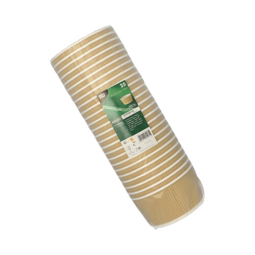 2500 Suppenbecher, Pappe rund 720 ml Ø 13,5 cm · 7,3 cm braun/weiss Ripple Wall