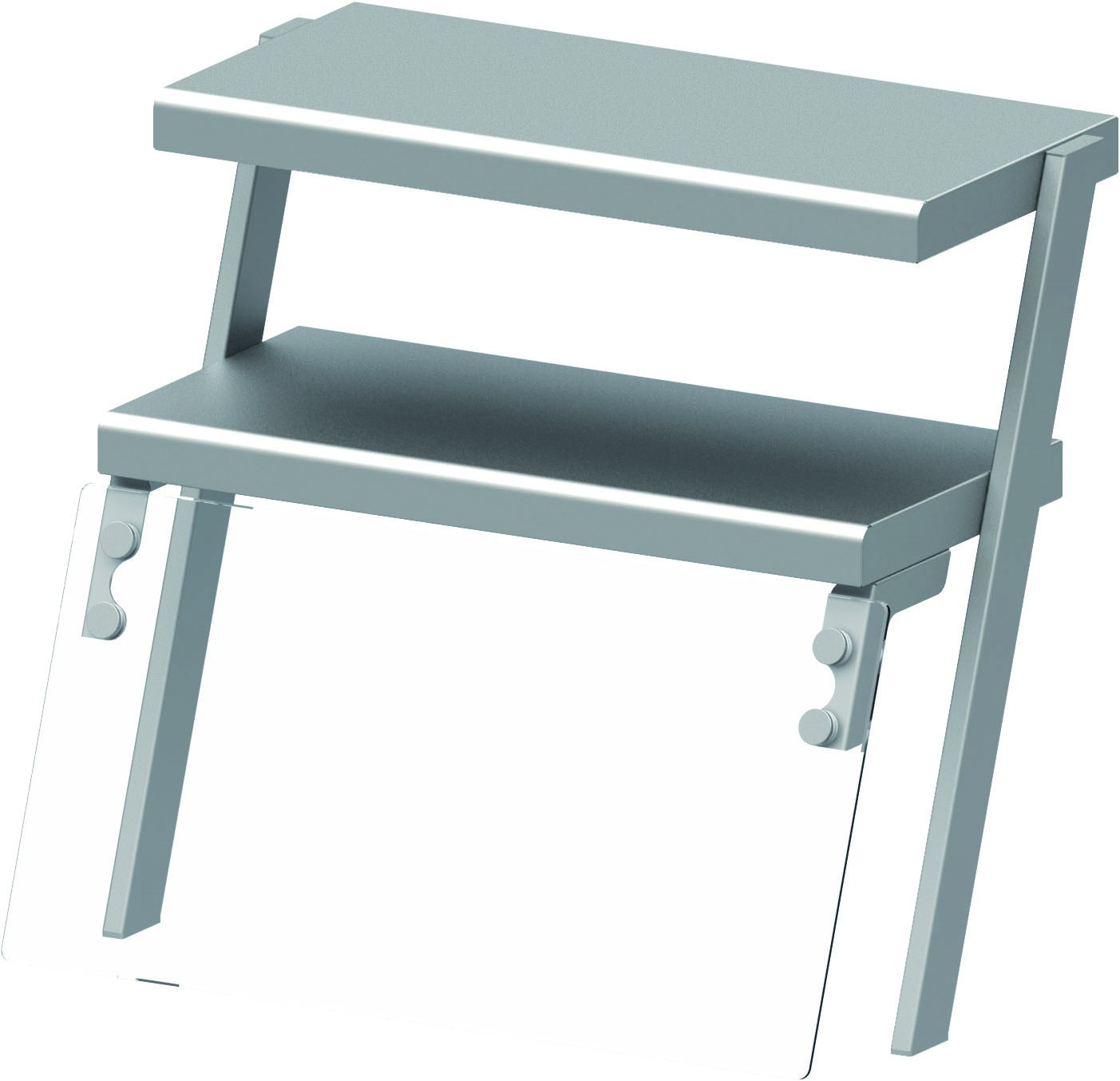 Doppel-Aufsatzbord mit Glas-Hustenschutz und Beleuchtung 968x540x700 mm für Speisenausgabesysteme