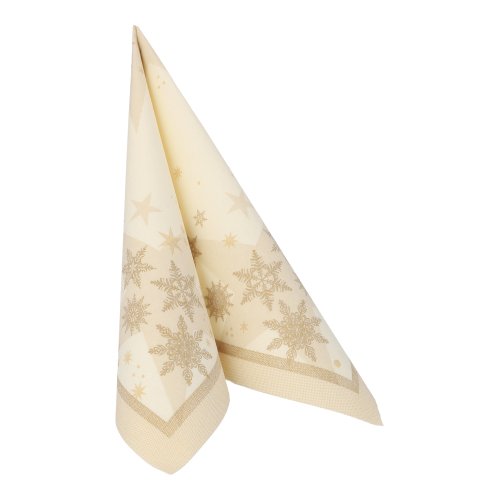 20 Servietten "ROYAL Collection" 1/4-Falz 40 cm x 40 cm champagner "Stars and Snowflakes" 12000 Servietten "ROYAL Collection" 1/4-Falz 40 cm x 40 cm champagner "Stars and Snowflakes"