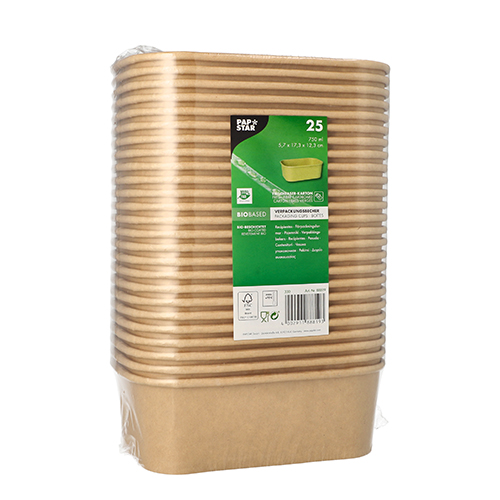 3600 Verpackungsbecher, Pappe rechteckig 750 ml 5,7 cm x 17,3 cm x 12,3 cm braun