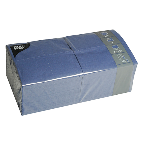1000 Servietten, 3-lagig 1/8-Falz 33 cm x 33 cm dunkelblau 24000 Servietten, 3-lagig 1/8-Falz 33 cm x 33 cm dunkelblau