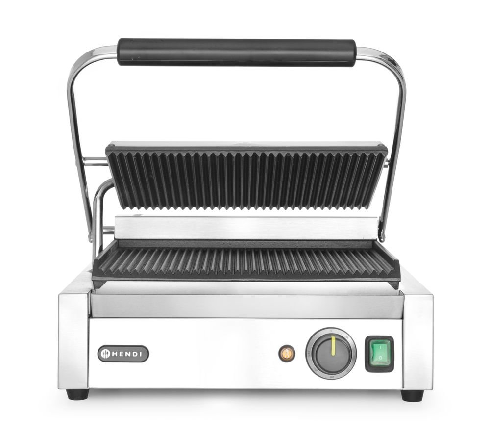 Kontaktgrill - Panini, HENDI, oben und unten gerillt, 230V/2200W, 432x396x(H)214mm