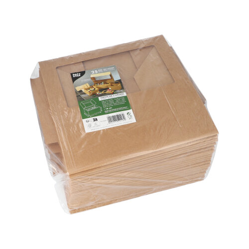 25 Cupcake-Kartons eckig 10 cm x 27 cm x 17,5 cm mit Sichtfenster aus PLA