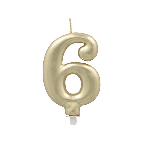 1 Zahlenkerze mit Halter 7 cm gold "6" 4320 Zahlenkerze mit Halter 7 cm gold "6"