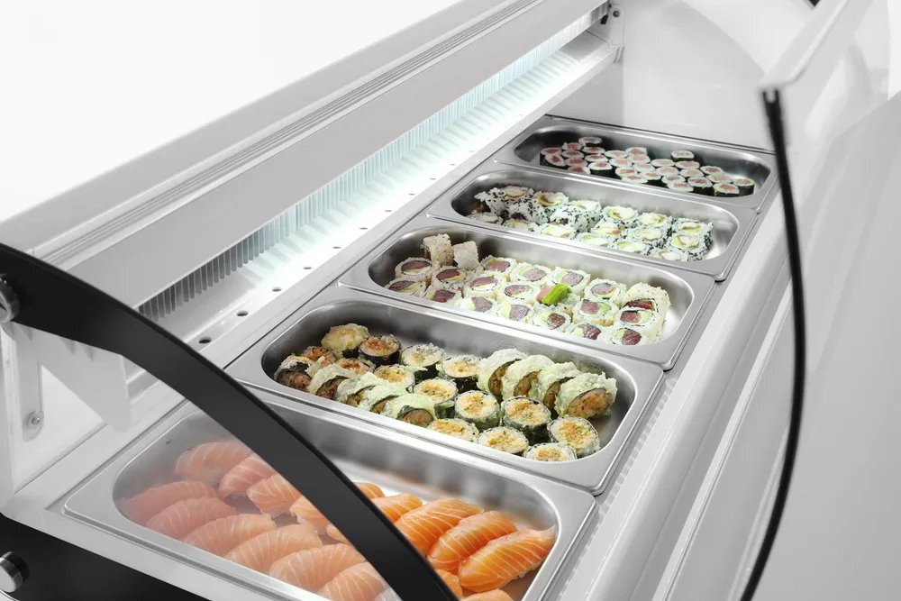 Sushi-Vitrine 5x GN 1/3, Arktic, 230V/160W, 1307x445x(H)327mm Sushi-Vitrine 5x GN 1/3, Arktic, 230V/160W, 1307x445x(H)327mm