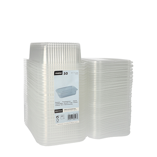 3600 Verpackungsbecher mit Klappdeckeln, PP rechteckig 750 ml 5,3 cm x 13 cm x 19 cm transparent