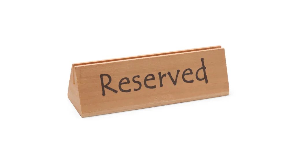 Tischschild Reserviert, reserved, 152x44x(H)44mm Tischschild Reserviert, reserved, 152x44x(H)44mm