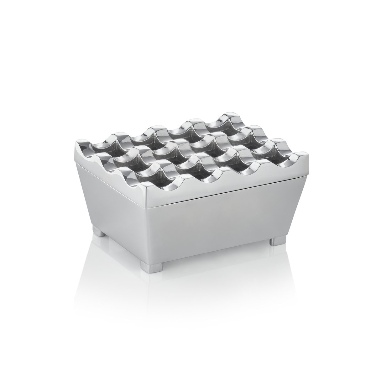 Windaschenbecher, 9,5 x 7,5 x 4,5 cm, verchromt, Zinkguss Windaschenbecher, 9,5 x 7,5 x 4,5 cm, verchromt, Zinkguss