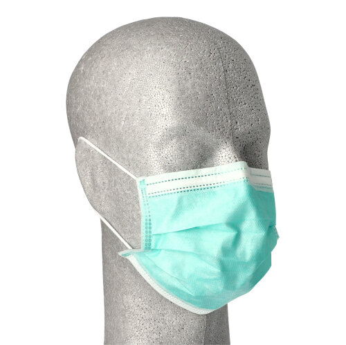 Medi-Inn® Mundschutz Type II 3-lagig 9 cm x 17,5 cm grün mit Nasenbügel Medi-Inn® Mundschutz Type II 3-lagig 9 cm x 17,5 cm grün mit Nasenbügel