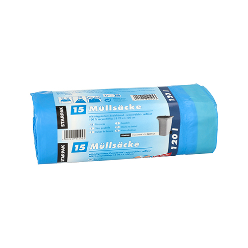 8100 Müllsäcke mit Zugband, LDPE 120 l 100 cm x 70 cm blau