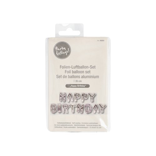 2280 Folienluftballon-Set silber "Happy Birthday"