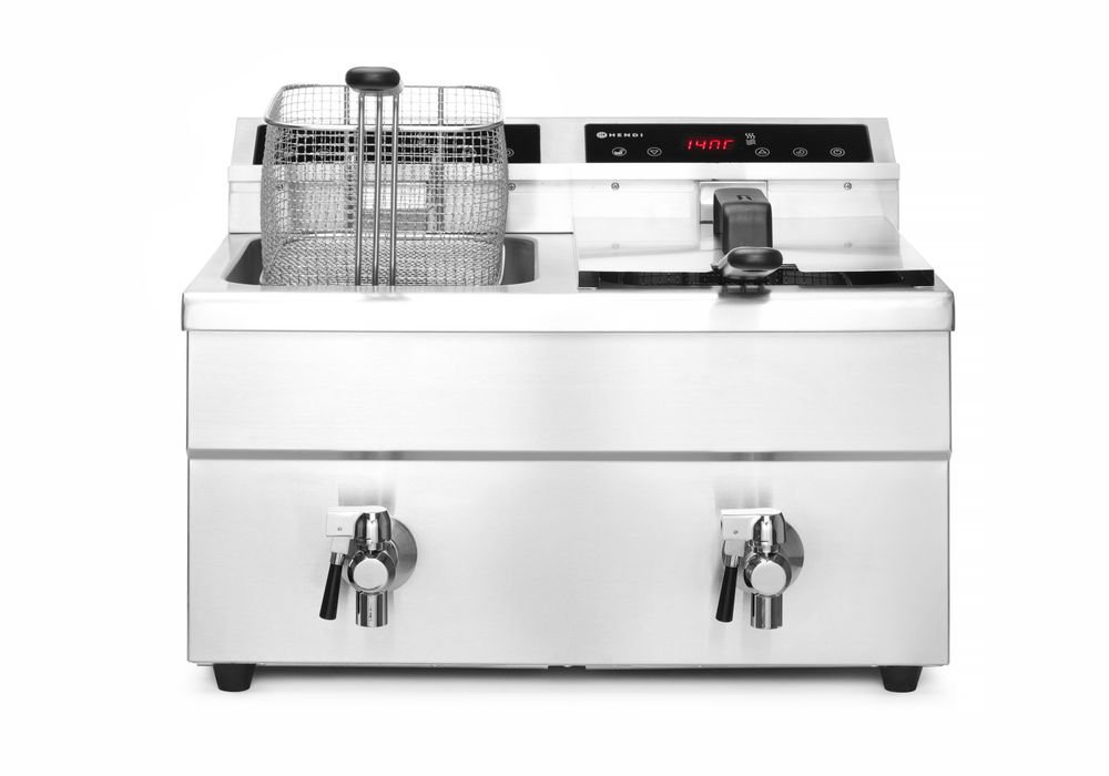 Induktionsfritteuse - mit Ablasshahn 2x8 l, HENDI, Profi Line, 16L, 230V/7000W, 577x609x(H)410mm